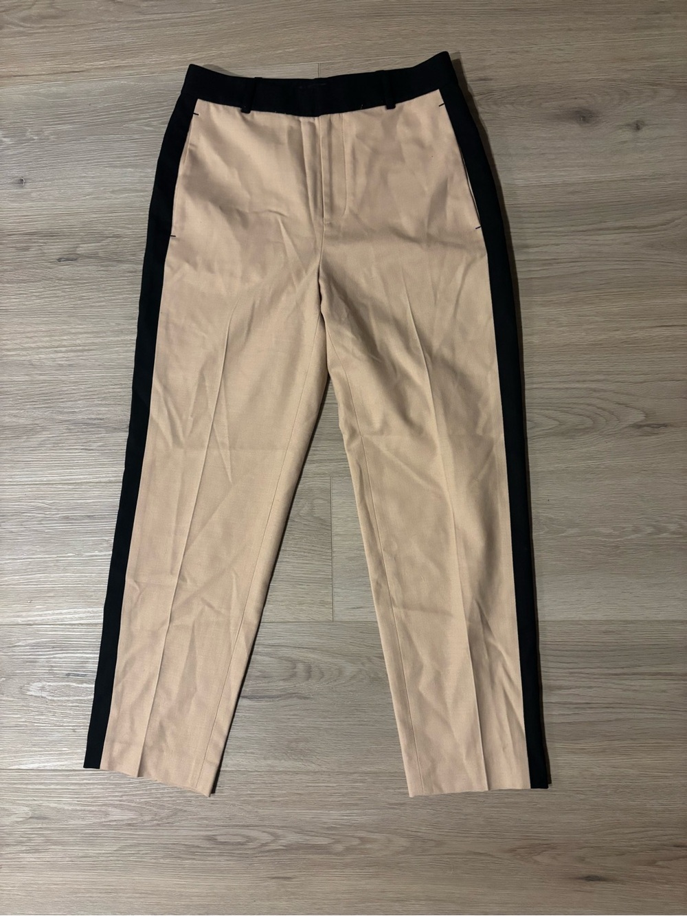 Club Monaco Wool-blend Pant Tan Chinos Black Side Stripe